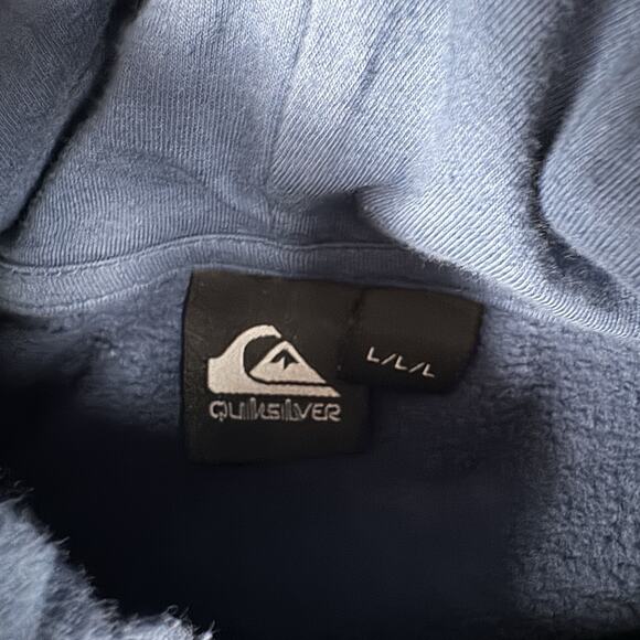 Quiksilver Hoodie Women’s Large Blue Spell Out Pullover‎ Surf Skate Sweatshirt - Picture 5 of 10